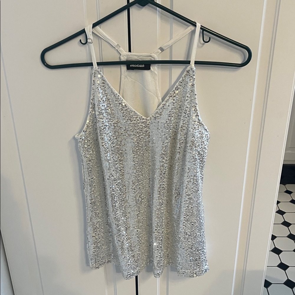 Silver Sequin Tank Top